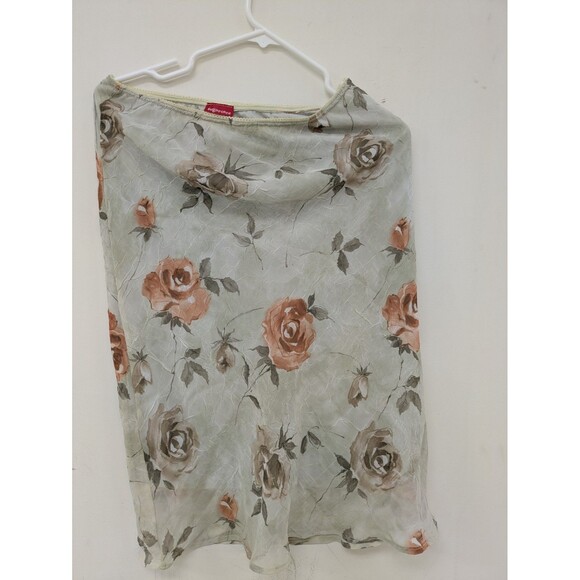 Sugarcane Floral Maxi Skirt M Boho Peasant Elastic Waist Long Light Green - Picture 2 of 8